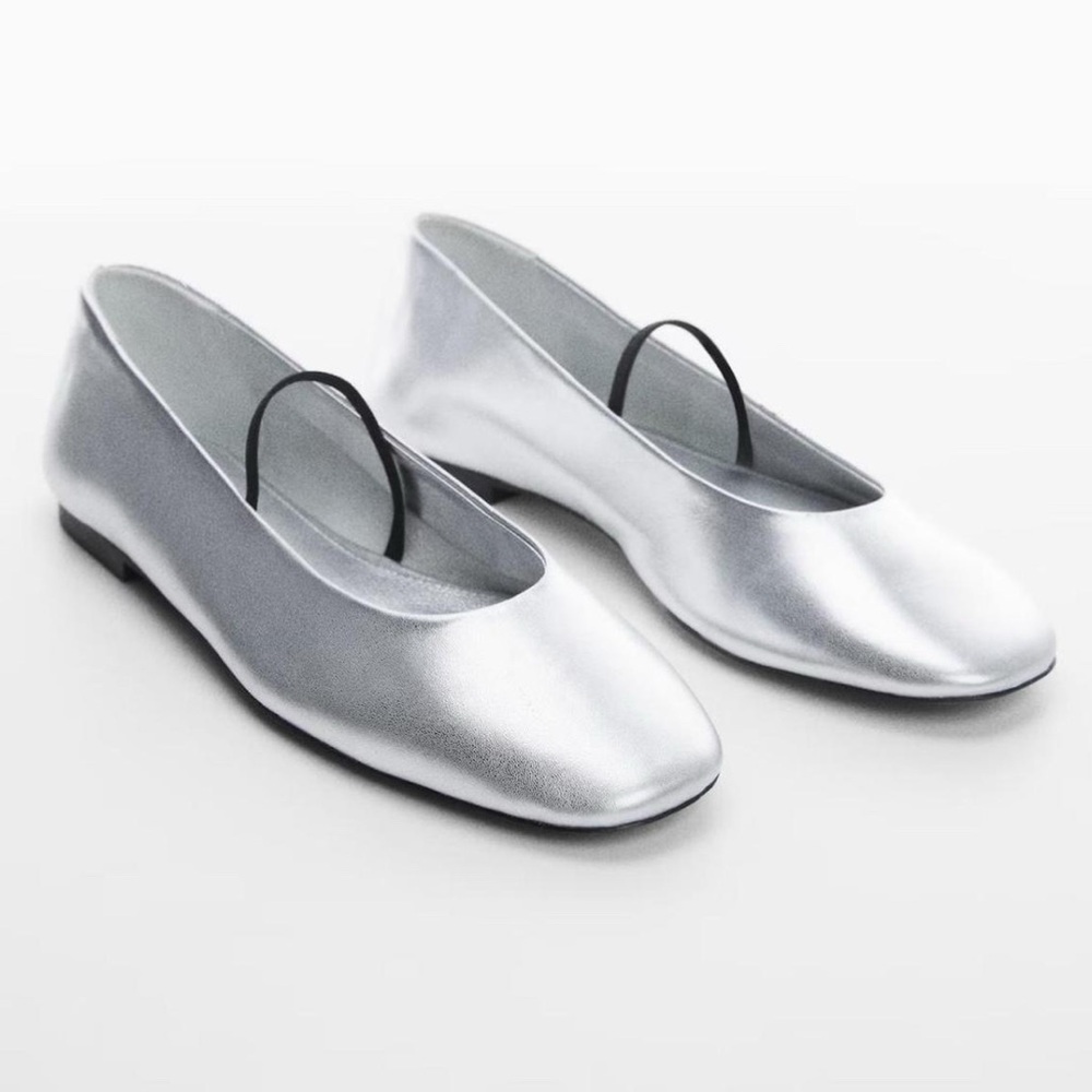 Mango Silver ballet Flats
